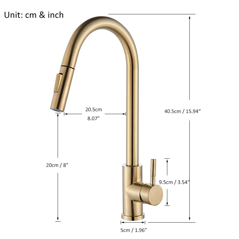 Quyanre Brushed Gold Kitchen Faucet Pull Out