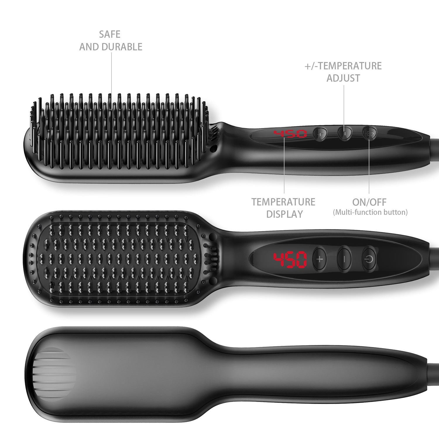 Hair Straightener Brush & Beard Clip Comb | Electric Ionic Straightening Styler