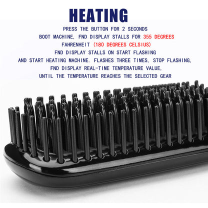 Hair Straightener Brush & Beard Clip Comb | Electric Ionic Straightening Styler