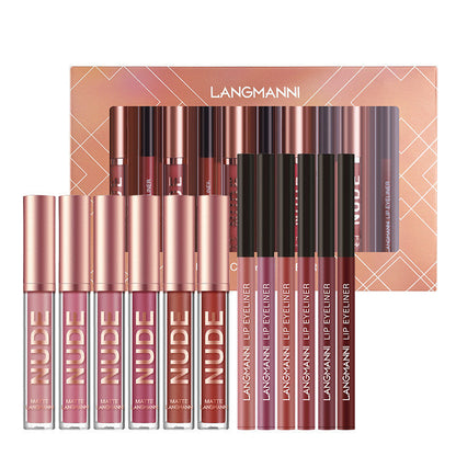 Lip Liner And Lipstick Makeup 12 Pcs Set 6 Matte Lipstick 6 Lip Liner Pens Waterproof Long Lasting Matte Lipstick Beauty Cosmetics Makeup Gift For Girls Lipstick Set