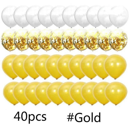 Mix Blue Rose Gold Confetti Latex Balloons - Party Deco