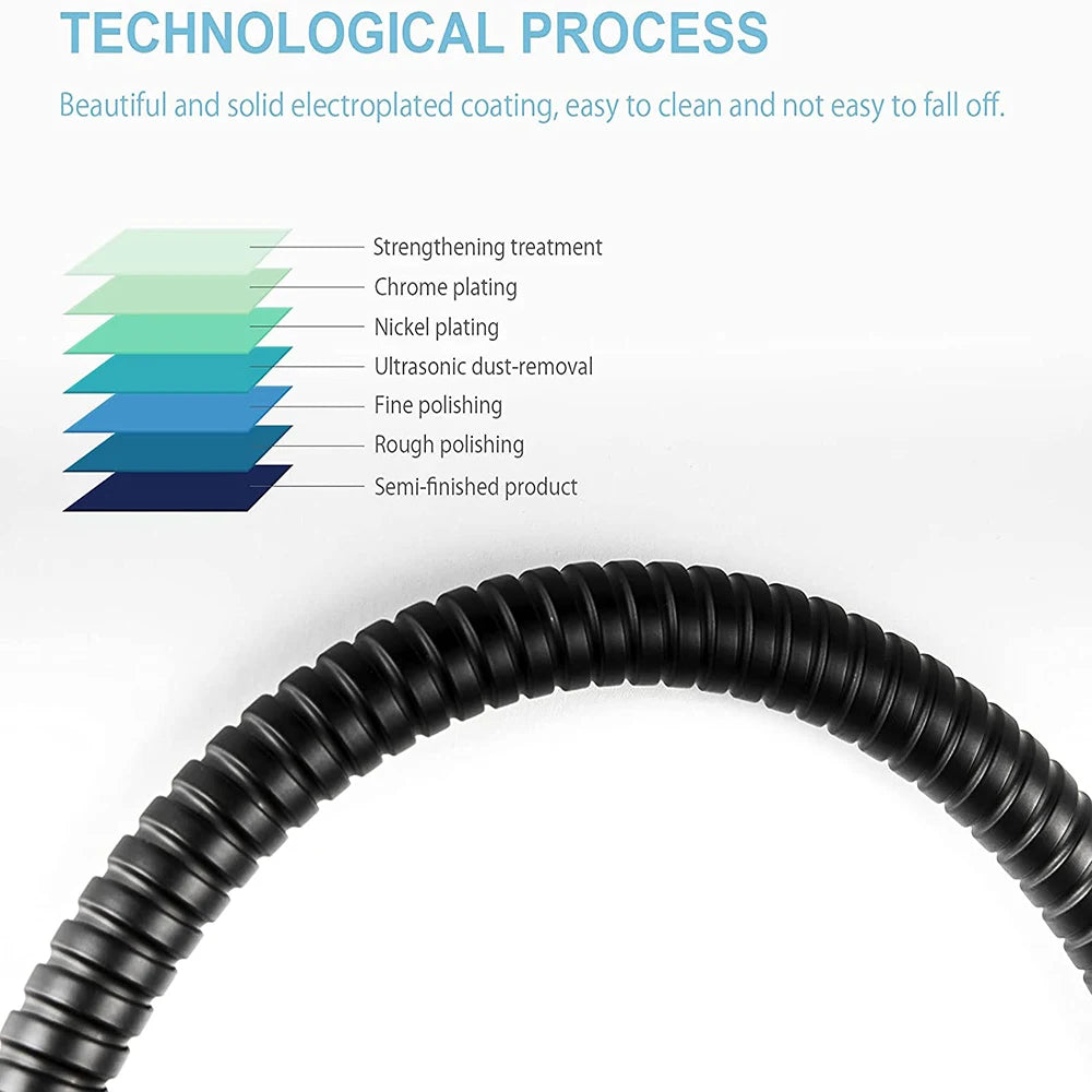 1.5/2M Black SUS 304 Flexible Shower Hose Long Bathroom