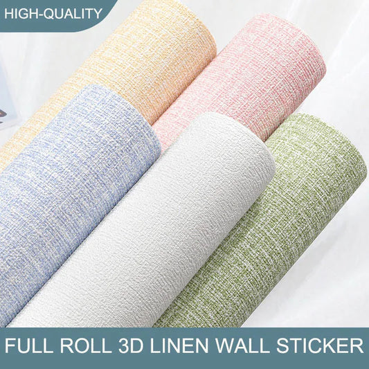 50cmX10m Linen 3D Foam Self-adhesive PVC Solid Waterproof