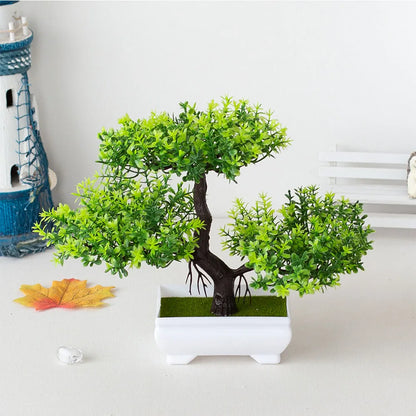 Artificial Bonsai Plastic Plant - Potted Flower for Home Decor