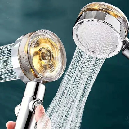 Pressurized Shower Head Water Saving 360 Rotating Twin Turbo