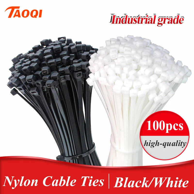 100PCS Self-Locking Nylon Cable Ties - Black