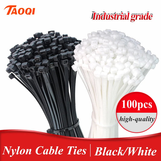 100PCS Self-Locking Nylon Cable Ties - Black