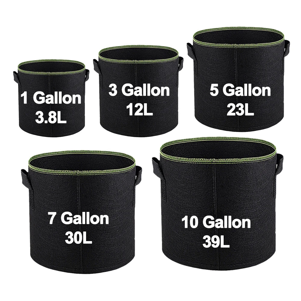 Vegetable/Flower Grow Bags - 1/3 Pcs, 3-10 Gallon Non-Woven Fabric Pots