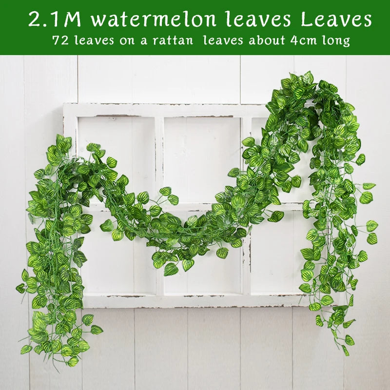 Artificial Green Ivy Leaf Garland - Silk Hanging Vine Décor