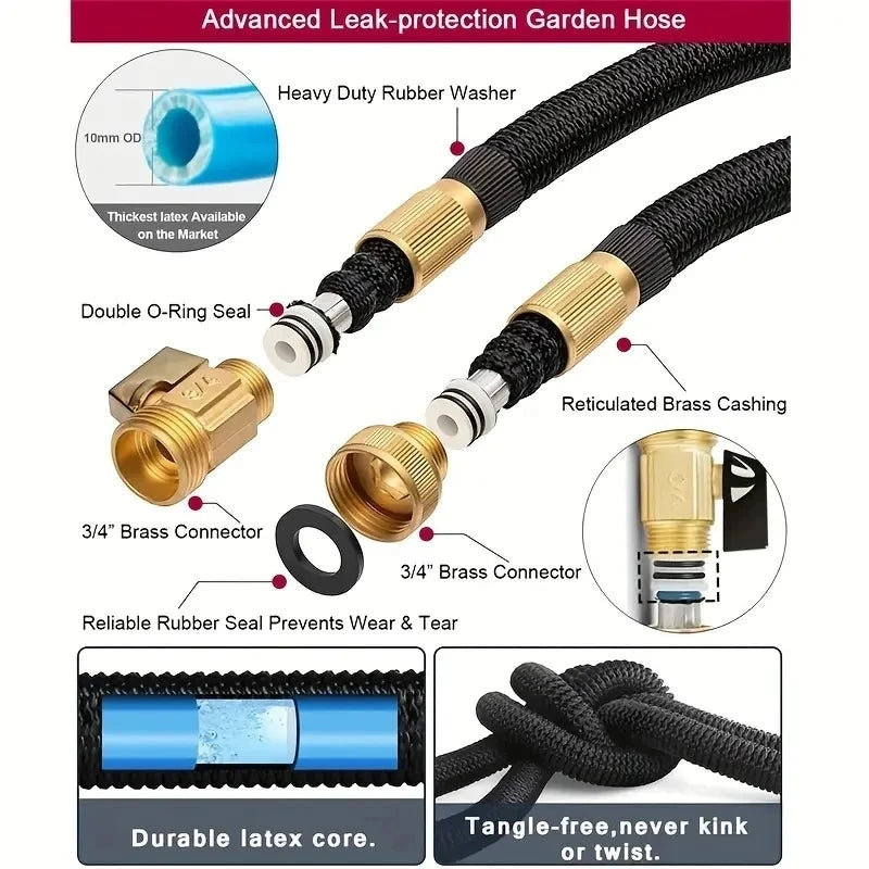 High Pressure Expandable Garden Hose with Sprinkler Head