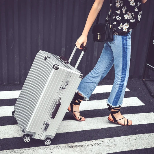 Large 24/29 Inch Waterproof Aluminum Luggage – Anti-Theft Shock-Resistant Travel Suitcase