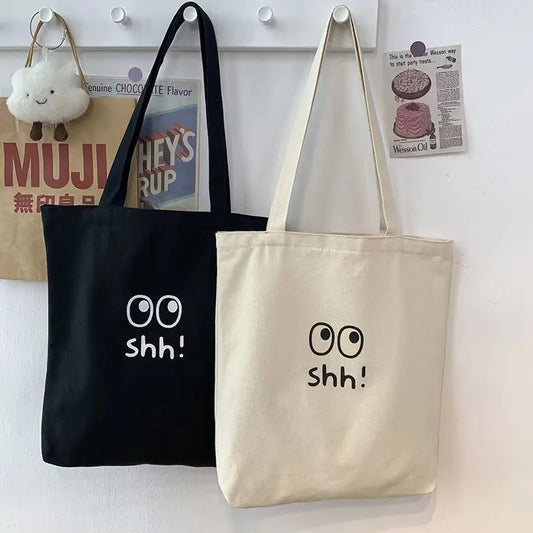 Simple Painting Large Capacity Canvas Handbag