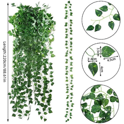Artificial Green Ivy Leaf Garland - Hanging Vine for Decor