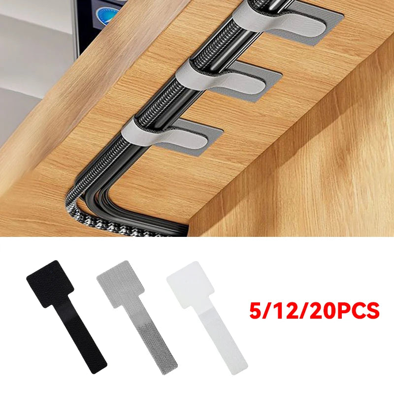 Reusable Cable Ties - Adjustable Self-Adhesive Cord Organizer Straps