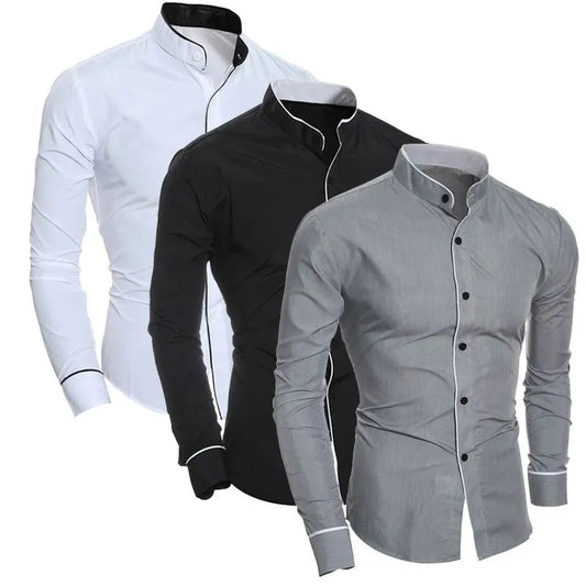 Men's Spring New Solid Sleeve Shirt