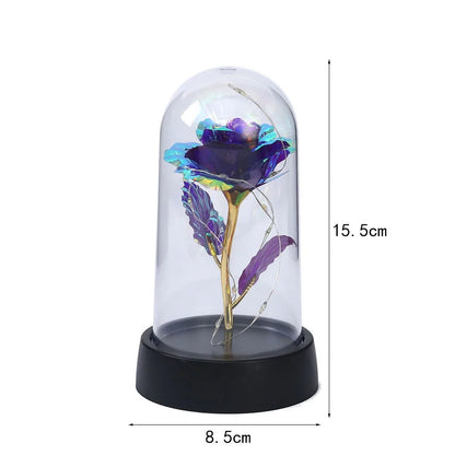 Hot LED Enchanted Galaxy Rose with Fairy Lights in Dome