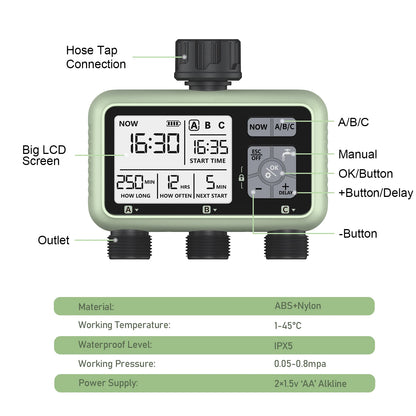 Eshico HCT-378 2024 3-Outlet Digital Water Timer