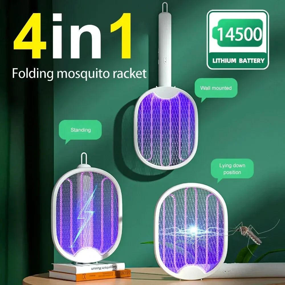 Foldable Electric Mosquito Killer Fly Swatter Trap USB Rechargeable Zapper 3000V