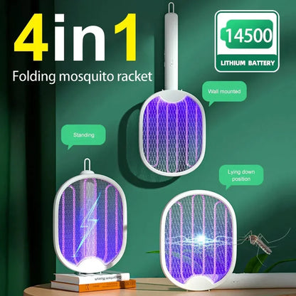 Foldable Electric Mosquito Killer Fly Swatter Trap USB Rechargeable Zapper 3000V