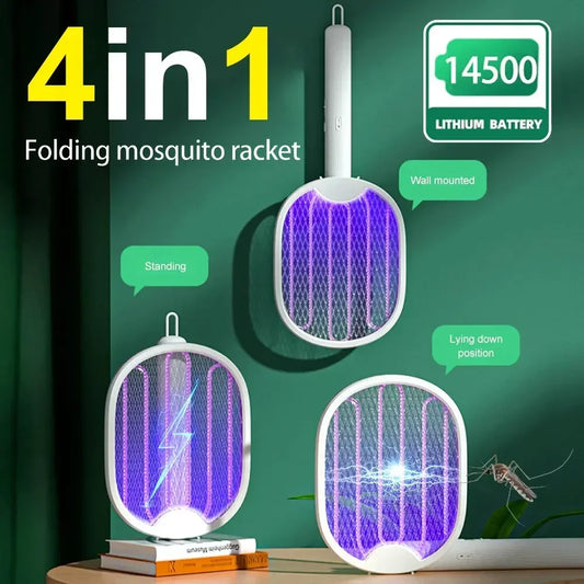 Foldable Electric Mosquito Killer Fly Swatter Trap USB Rechargeable Zapper 3000V