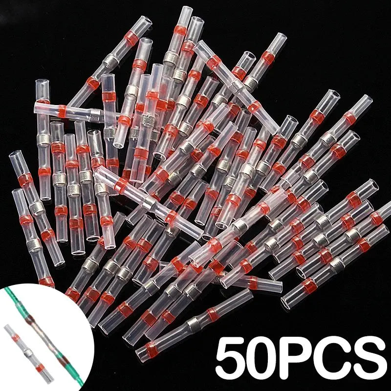 50PCS Waterproof Heat Shrink Wire Connectors - AWG22-18 Butt Splice
