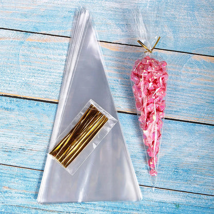 Cellophane Candy Bags with Gold Twist Ties - Party Favors