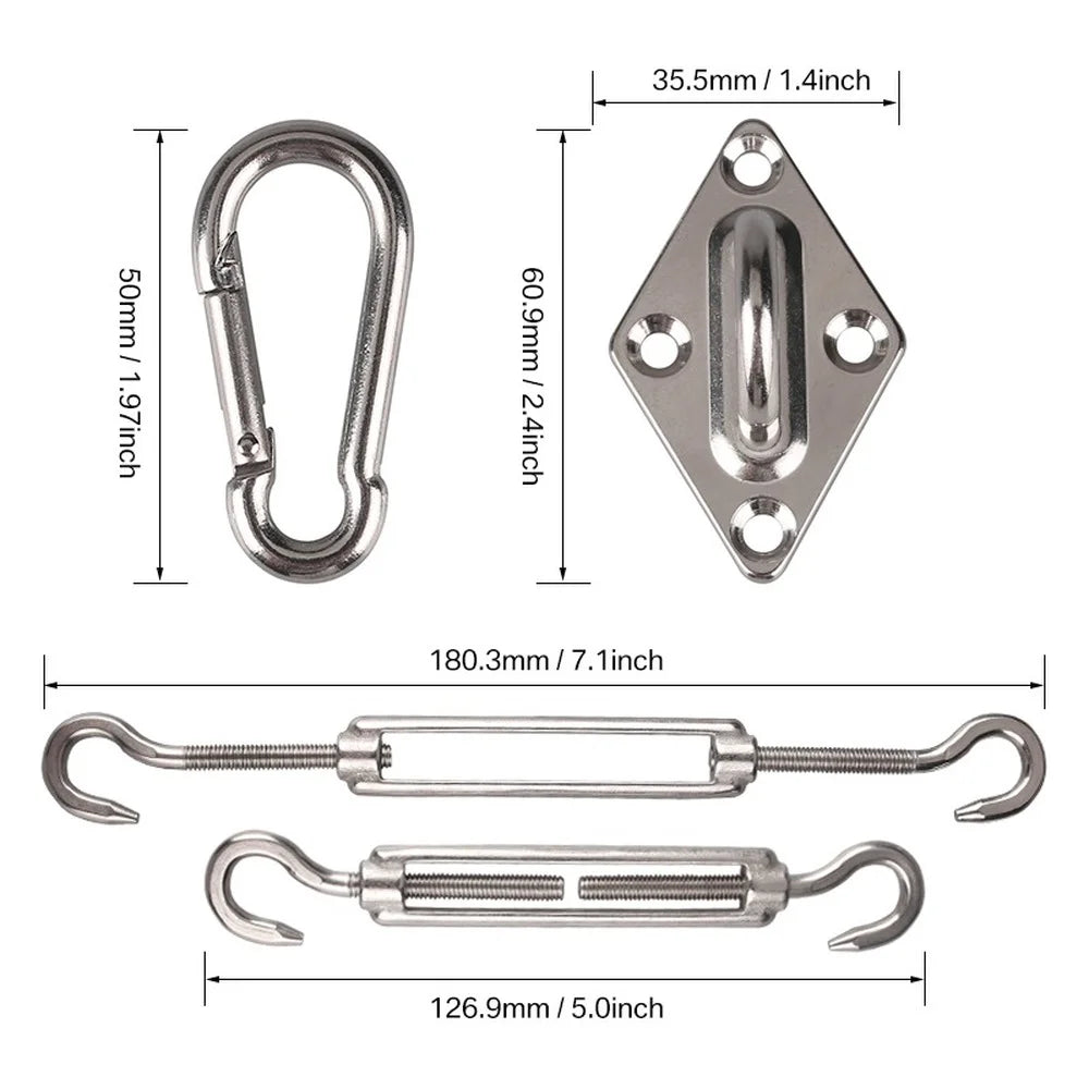 Sun Shade Sail Hardware Kit 24pcs/set 304 Stainless Steel
