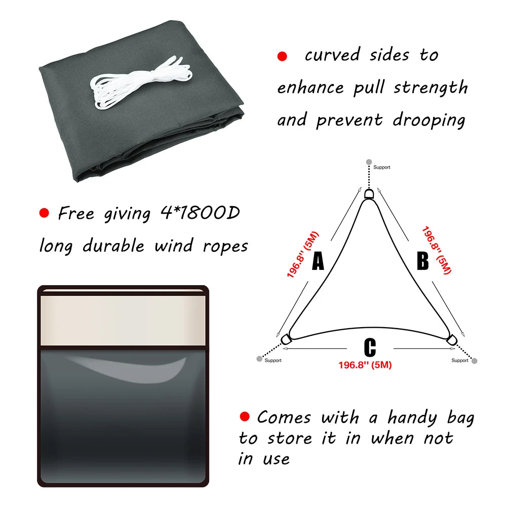 5/3.6/3/2M Triangle Shade Sail Waterproof