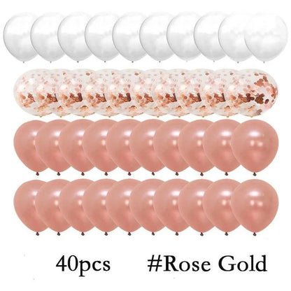 Mix Blue Rose Gold Confetti Latex Balloons - Party Deco