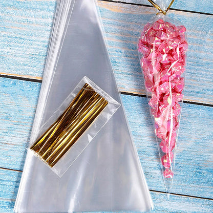 Cellophane Candy Bags with Gold Twist Ties - Party Favors