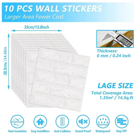 3D Three-dimensional Wall Stickers Self-adhesive Wallpaper Anti-collision Decorative Stickers 10pc