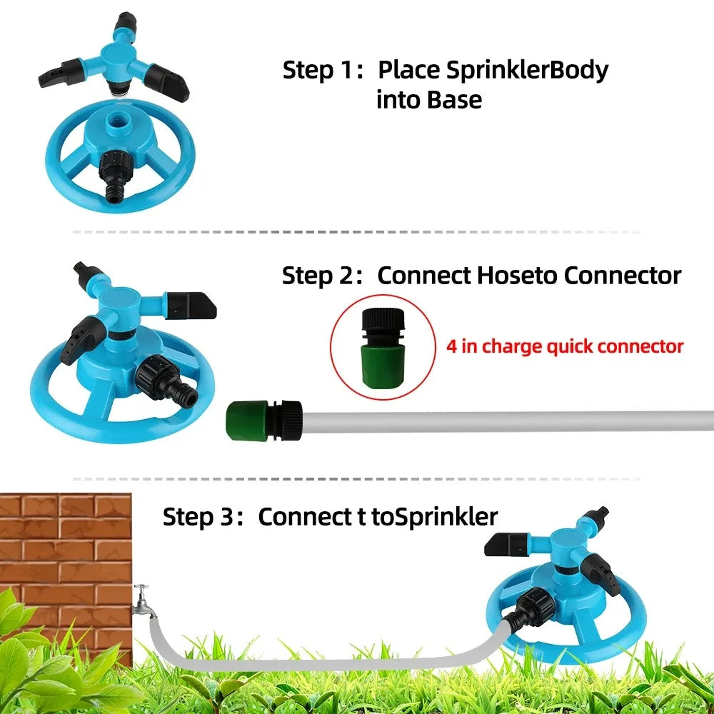 360° Automatic Rotating Sprinkler Nozzle for Garden Irrigation