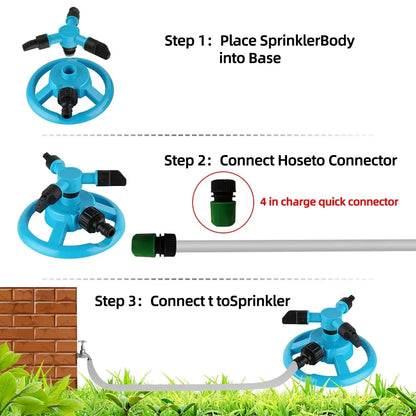 360° Automatic Rotating Sprinkler Nozzle for Garden Irrigation