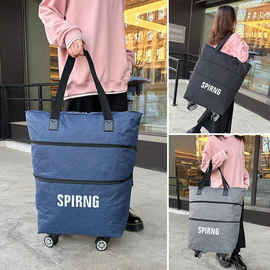 Folding Travel Bag | Large-Capacity Portable Consignment Bag with Universal Wheels