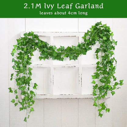 Artificial Green Ivy Leaf Garland - Silk Hanging Vine Décor