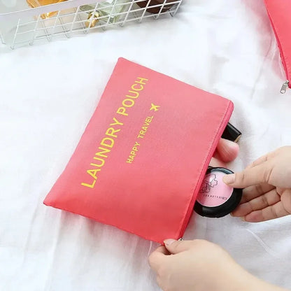 6 Pcs/Set Pink/Blue/Grey Travel Storage Bag Large Capacity Waterproof Luggage Clothing Underwear Storage Bag Bag With Zipper