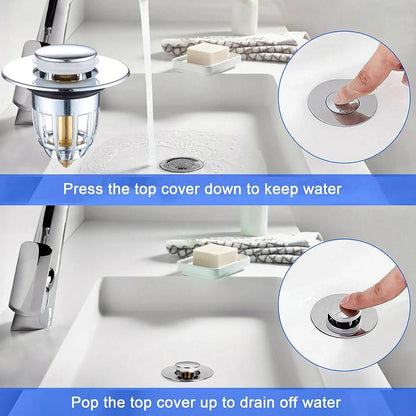 Press Bounce Basin Pop-up Drain Filter Bathroom