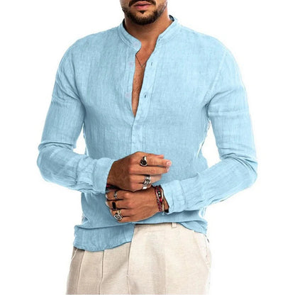 Cotton Linen Hot Sale Men's Long-Sleeved Shirts