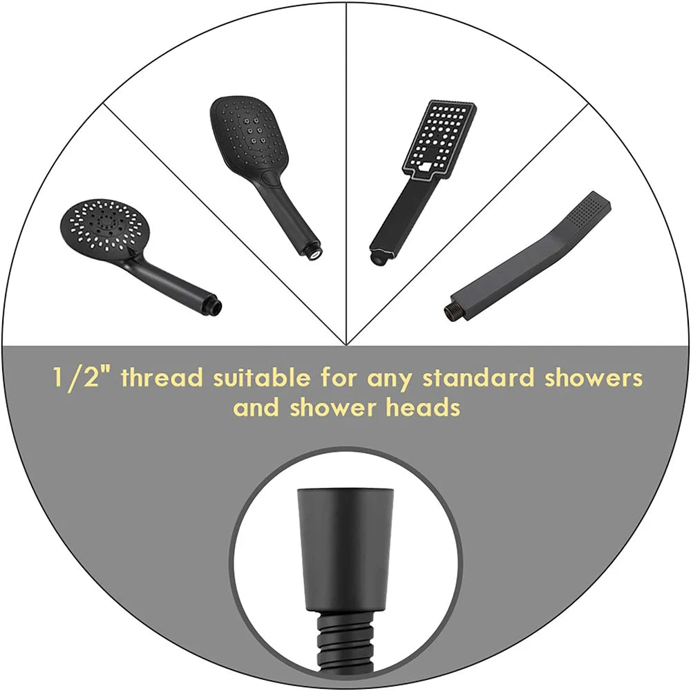 1.5/2M Black SUS 304 Flexible Shower Hose Long Bathroom