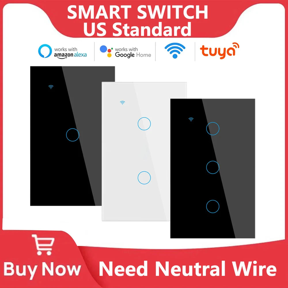 Tuya WiFi Smart Light Switch - Neutral Wire, Alexa & Google Home