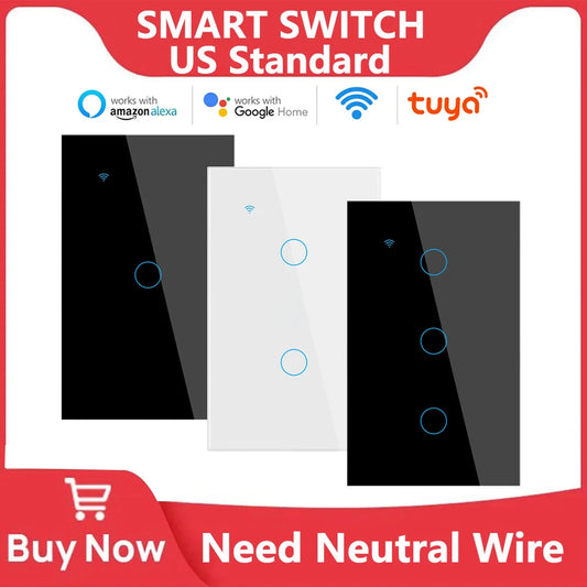 Tuya WiFi Smart Light Switch - Neutral Wire, Alexa & Google Home