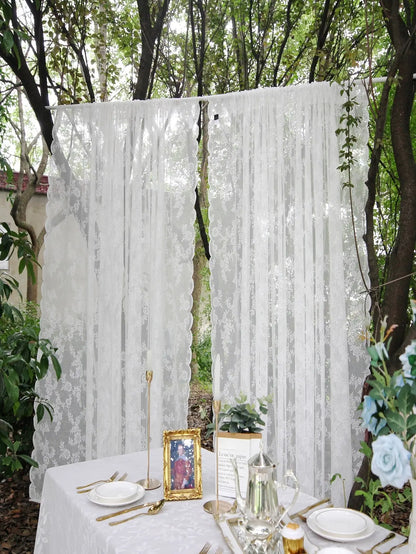 Floral Lace Sheer Rod Pocket Curtain Panel