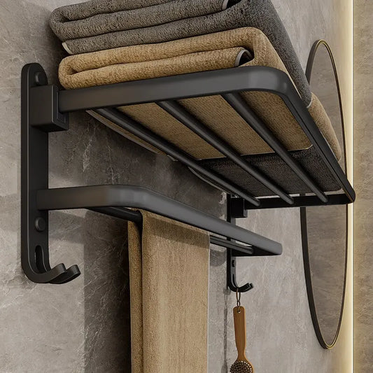Matte Black 50CM Folding Holder With Hook