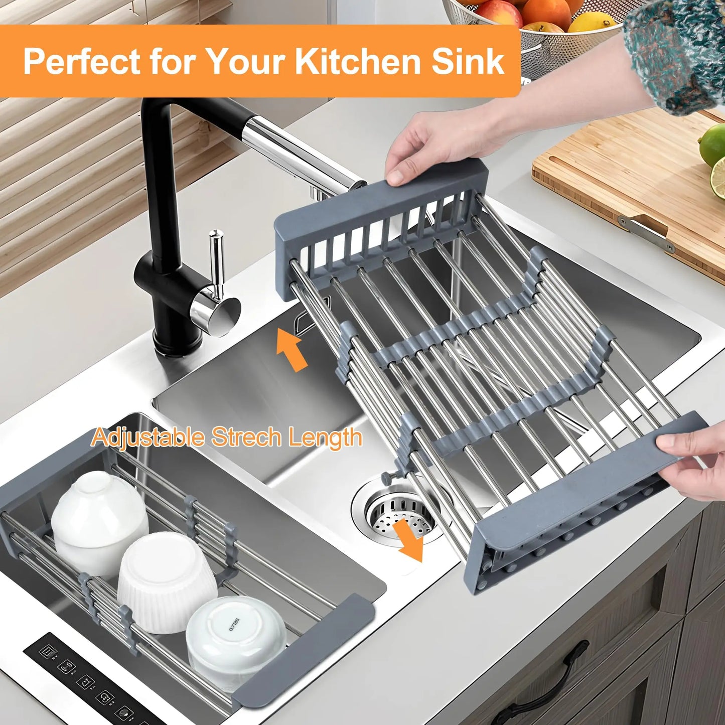 The Bowl Drying Rack Is Expandable and Suitable For Kitchen Sinks