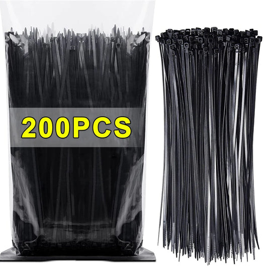 200/100PCS Adjustable Nylon Cable Ties - Self-Locking