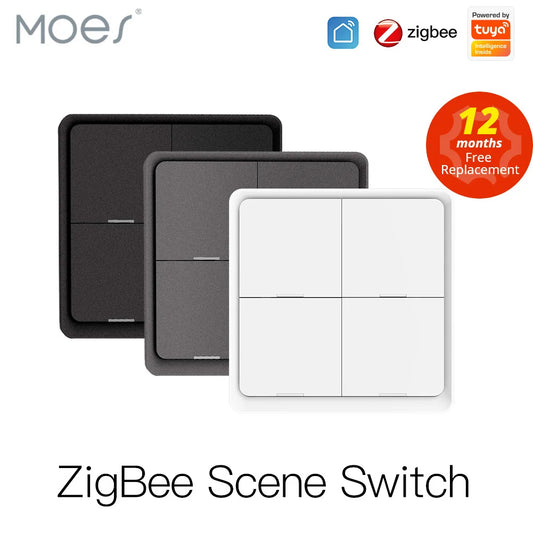MOES 4 Gang Tuya ZigBee Wireless Scene Switch - Battery-Powered Controller