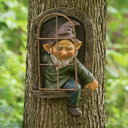 Creative Garden Statue Elf Go Out Tree Hug Suitable for Home