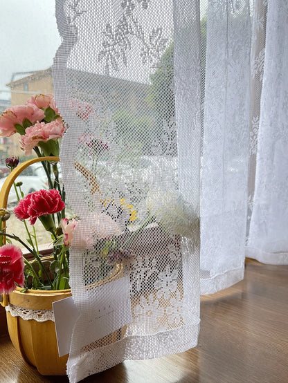 Floral Lace Sheer Rod Pocket Curtain Panel