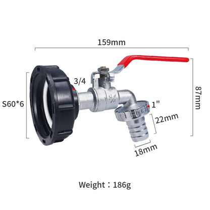 Durable IBC Tank Tap Adapter S60*6 to 1/2''/3/4'' Connector