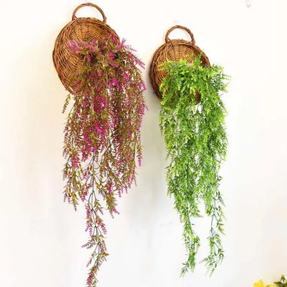 Handmade Wicker Rattan Wall Planter Basket for Flower Display